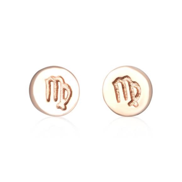 Sterling Silver VIRGO Earrings Rose Gold Plated - Picture 3 of 5
